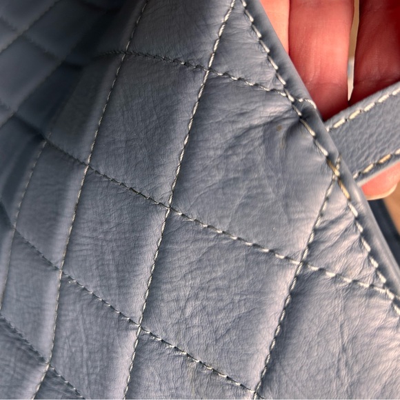 Gray blue quilted leather tote - Picture 6 of 9